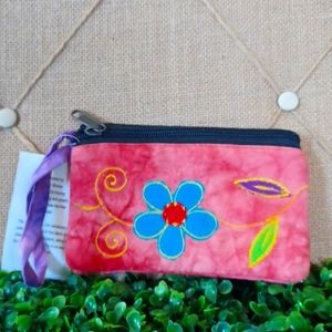Wristlet gypsy wallet  hand crafted by nepalese womans 6.5 by 4inch.